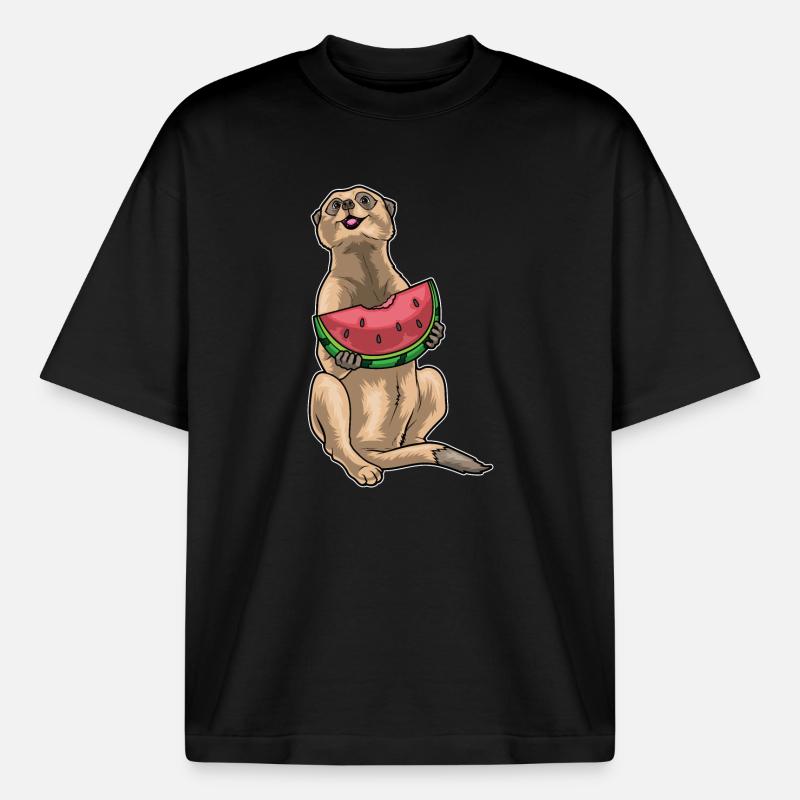 Suricate Pastèque - T-shirt unisexe boxy épais biologique Stanley/Stella - noir