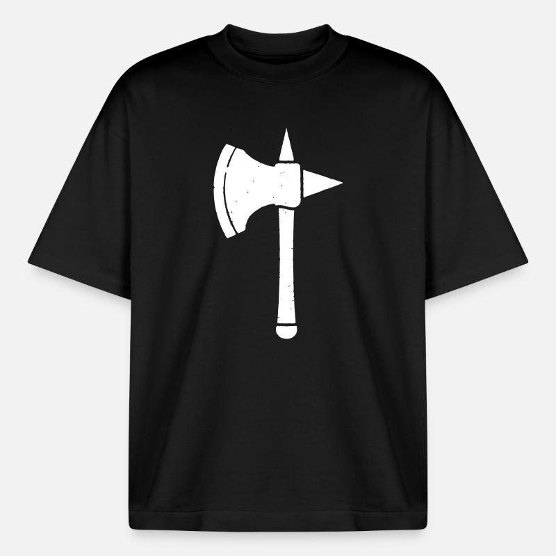 Wikinger Axt Krieger Waffe Mittelalter - Boxy Heavyweight Unisex Organic T-Shirt von Stanley/Stella - Schwarz