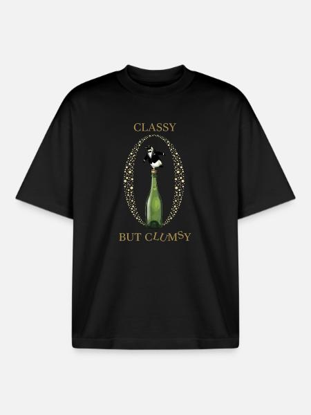 Classy Clumsy Penguin - Boxy Heavyweight Unisex Organic T-Shirt by Stanley/Stella - black