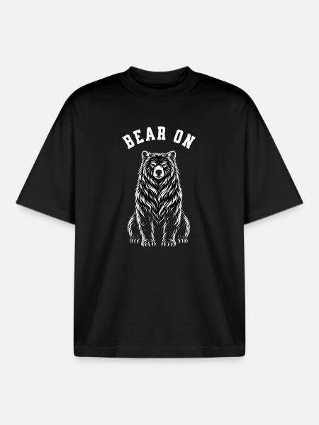 Wild Bear - Bear on - Boxy Heavyweight Unisex Organic T-Shirt by Stanley/Stella - black