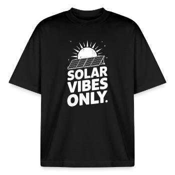 Solar Vibes Enige grappige Zonne-energie uitspraak voor - Unisex boxy heavyweight biologisch T-shirt Stanley/Stella - zwart - Voor - AI Model Male 185 light (185cm) & AI Model Female 172 dark (172cm)