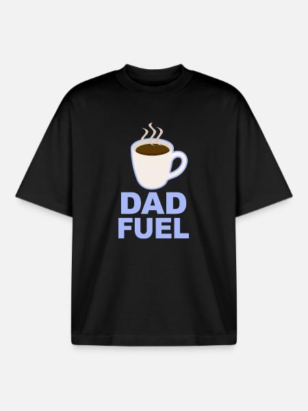 Dad Fuel – Coffee Powered Dad Design - Boxy Heavyweight Unisex Organic T-Shirt by Stanley/Stella - black