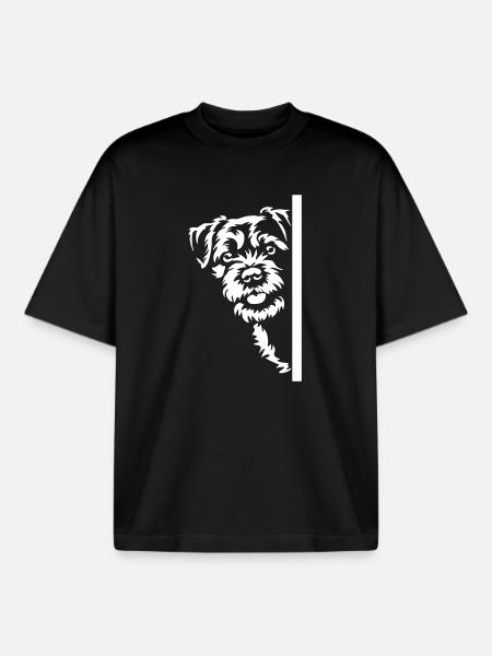 Border Terrier Kopf "Black Edition" - Boxy Heavyweight Unisex Organic T-Shirt von Stanley/Stella - Schwarz