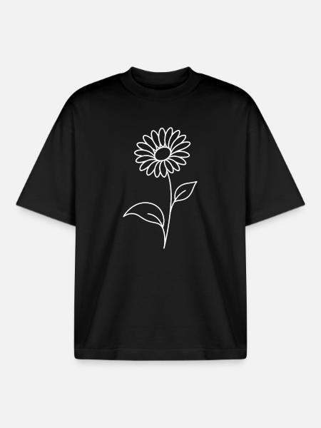 Botanische Blume mit feinen Blättern - Boxy Heavyweight Unisex Organic T-Shirt von Stanley/Stella - Schwarz
