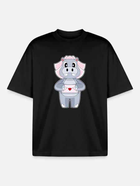Hippopotamus Bridal Letter Wedding - Boxy Heavyweight Unisex Organic T-Shirt by Stanley/Stella - black