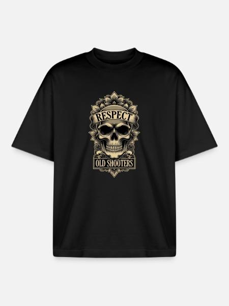 Respect Old Shooters Shooter Skull - Boxy Heavyweight Unisex Organic T-Shirt by Stanley/Stella - black