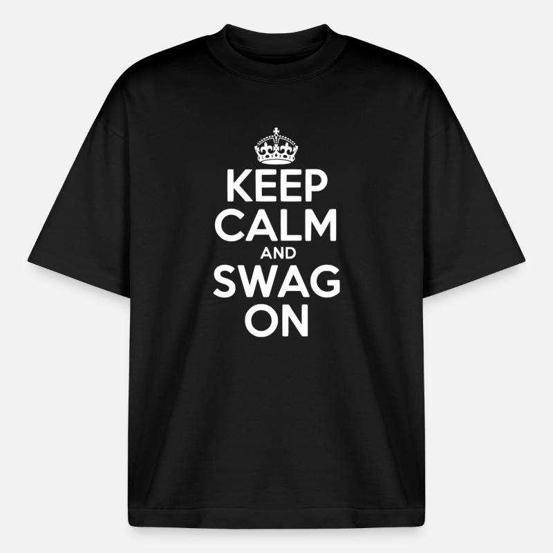 Keep Calm and Swag On - Boxy Heavyweight Unisex Organic T-Shirt by Stanley/Stella - black