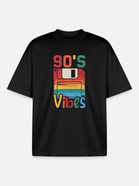 90er Vibes Kassette Retro - Boxy Heavyweight Unisex Organic T-Shirt von Stanley/Stella - Schwarz