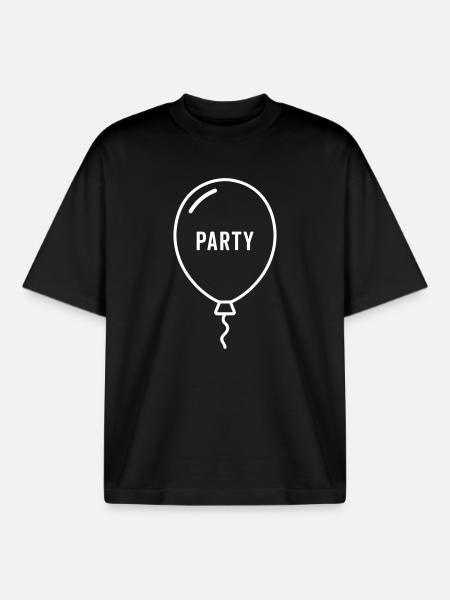 Balloon "Party" – Cheerful design - Boxy Heavyweight Unisex Organic T-Shirt by Stanley/Stella - black