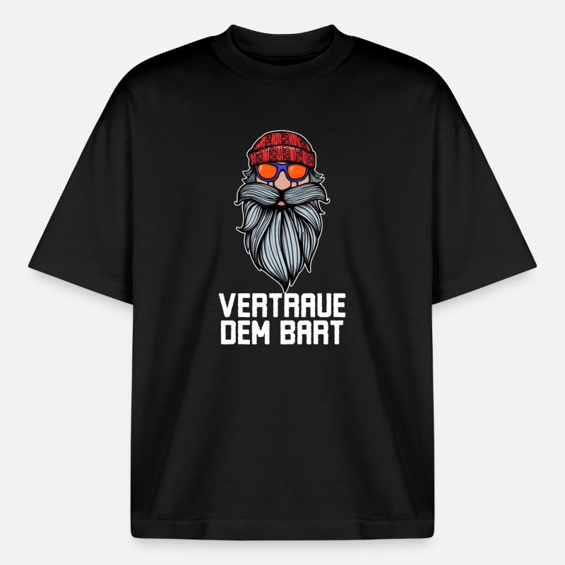 Humorvoll Bart Ziegenbart Statement Bartfrisur - Boxy Heavyweight Unisex Organic T-Shirt von Stanley/Stella - Schwarz