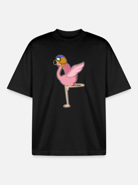 Flamingo Pilot Pilot Cap - Boxy Heavyweight Unisex Organic T-Shirt by Stanley/Stella - black