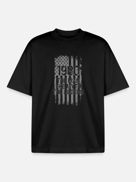 1980s Legend: The Man The Myth - Boxy Heavyweight Unisex Organic T-Shirt by Stanley/Stella - black