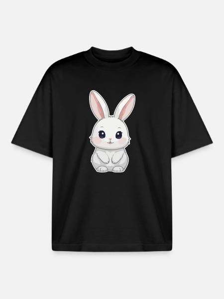 Bunny, Rabbit, Easter Bunny - Boxy Heavyweight Unisex Organic T-Shirt by Stanley/Stella - black