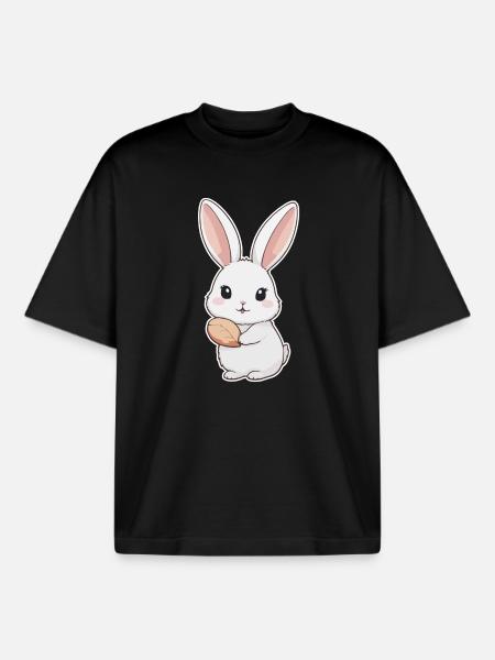 Bunny, Rabbit, Easter Bunny - Boxy Heavyweight Unisex Organic T-Shirt by Stanley/Stella - black