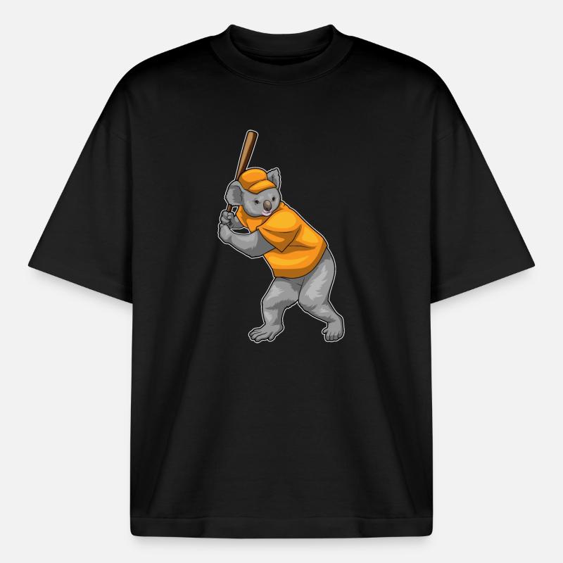 Koala Baseball Baseballschläger - Boxy Heavyweight Unisex Organic T-Shirt von Stanley/Stella - Schwarz