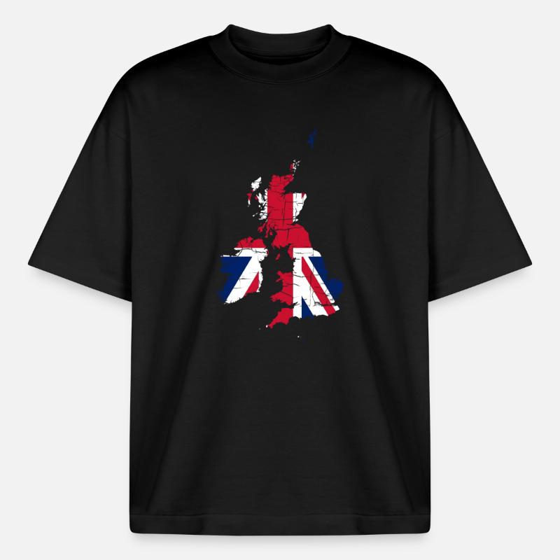 Royaume-Uni Drapeau Paysage Angleterre - T-shirt unisexe boxy épais biologique Stanley/Stella - noir