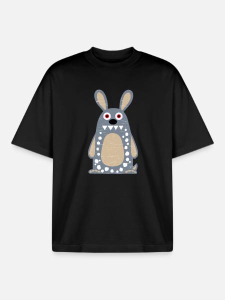 Lapin fou - T-shirt unisexe boxy épais biologique Stanley/Stella - noir