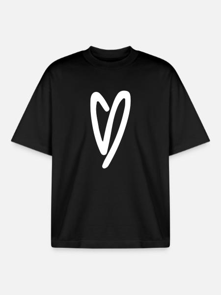 Heart Sketch Minimal Style - Boxy Heavyweight Unisex Organic T-Shirt by Stanley/Stella - black