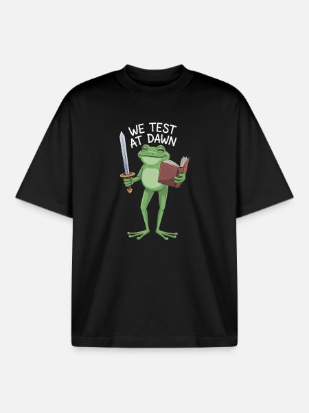 Dawn Test Frog: Sword & Scroll - Boxy Heavyweight Unisex Organic T-Shirt by Stanley/Stella - black