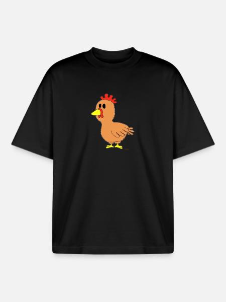 Chicken / chicken - Boxy Heavyweight Unisex Organic T-Shirt by Stanley/Stella - black