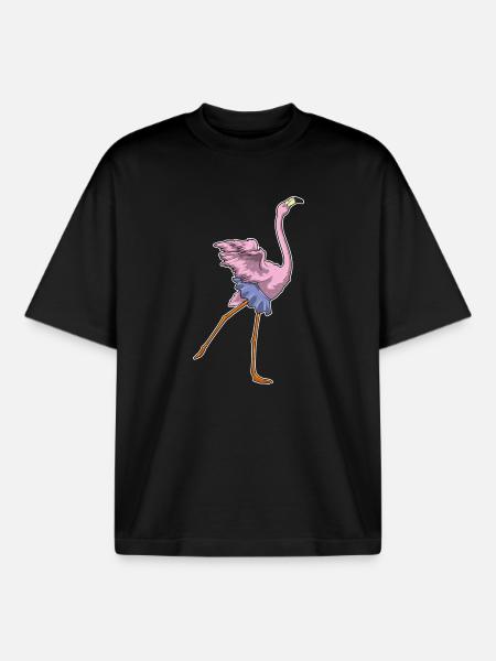 Flamingo Ballerina Ballet Dance - Boxy Heavyweight Unisex Organic T-Shirt by Stanley/Stella - black