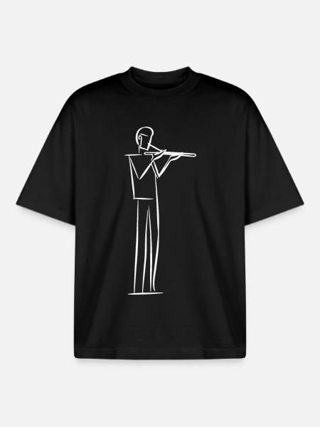 Flautist Line Art - Boxy Heavyweight Unisex Organic T-Shirt by Stanley/Stella - black