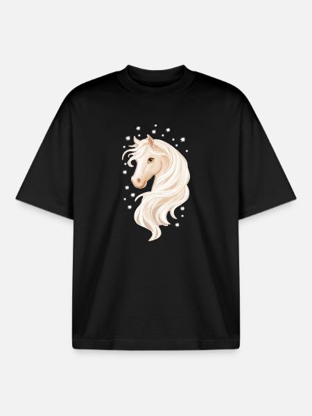 Horse with stars - Boxy Heavyweight Unisex Organic T-Shirt by Stanley/Stella - black