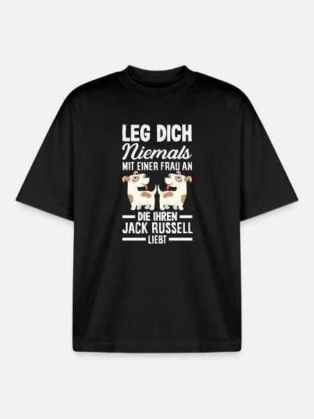 Funny Jack Russell Owner Gift - Boxy Heavyweight Unisex Organic T-Shirt by Stanley/Stella - black