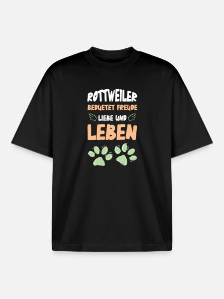 Rottweiler Love and Life - Boxy Heavyweight Unisex Organic T-Shirt by Stanley/Stella - black