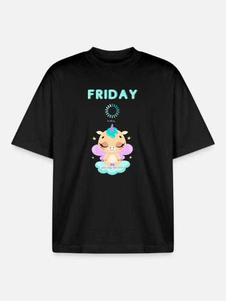Friday loading, you only live once,Weekend - Boxy Heavyweight Unisex Organic T-Shirt von Stanley/Stella - Schwarz