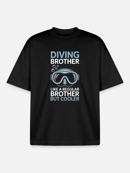 Diving Saying Brother Funny Diving Gift - Boxy Heavyweight Unisex Organic T-Shirt by Stanley/Stella - black