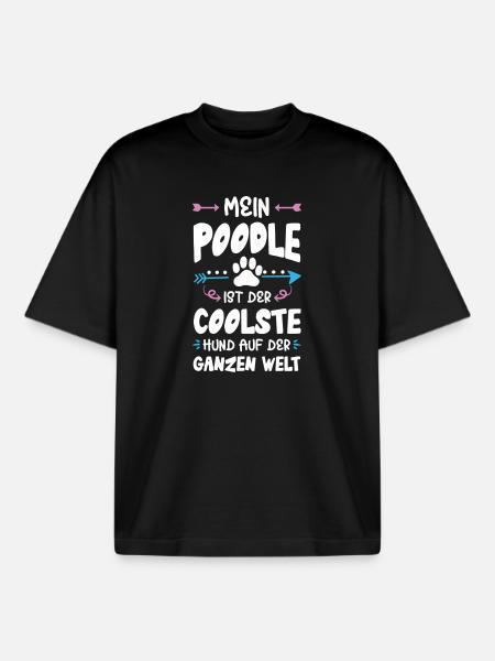 Poodle Dog Saying - Boxy Heavyweight Unisex Organic T-Shirt by Stanley/Stella - black