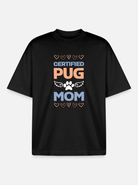Certified Pug Mama - Boxy Heavyweight Unisex Organic T-Shirt by Stanley/Stella - black