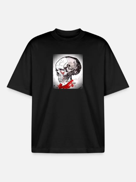 Bloody Skull Sketch - Boxy Heavyweight Unisex Organic T-Shirt by Stanley/Stella - black
