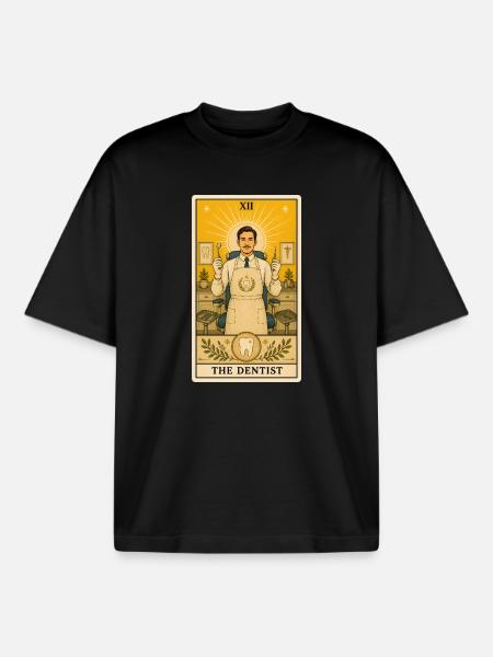 Dentist | Dentistry Dental Care Tarot - Boxy Heavyweight Unisex Organic T-Shirt by Stanley/Stella - black