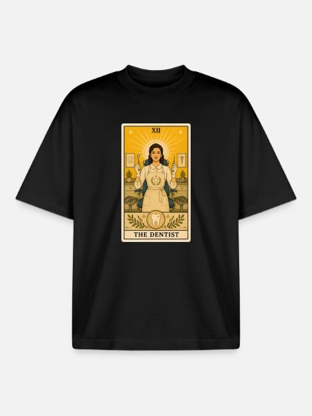 Dentist | Dentistry Dental Tarot - Boxy Heavyweight Unisex Organic T-Shirt by Stanley/Stella - black
