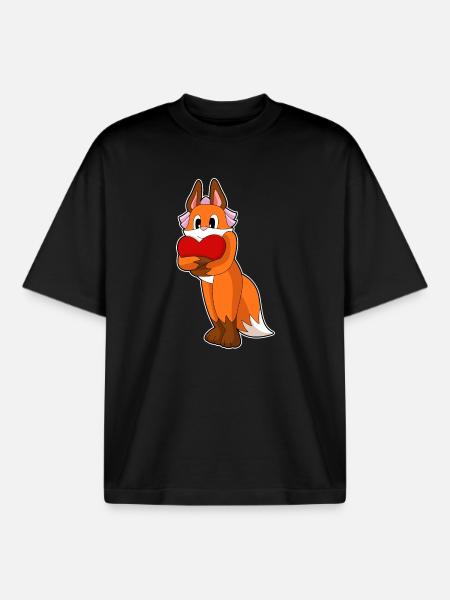 Fox Bride Heart Wedding - Boxy Heavyweight Unisex Organic T-Shirt by Stanley/Stella - black