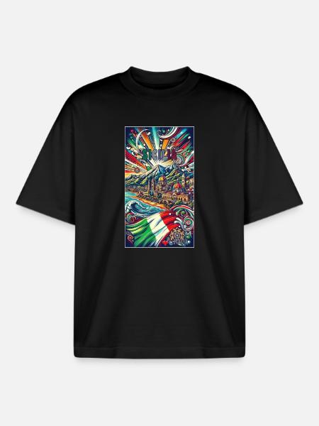 Sicily Italy travel design - Boxy Heavyweight Unisex Organic T-Shirt by Stanley/Stella - black