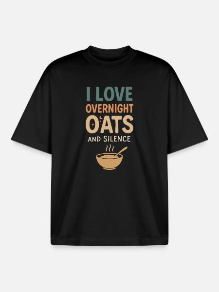 Porridge Breakfast Culture Overnight - Boxy Heavyweight Unisex Organic T-Shirt by Stanley/Stella - black