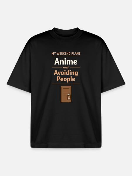 Anime-hausmensch Cuddly Weeb - Boxy Heavyweight Unisex Organic T-Shirt by Stanley/Stella - black