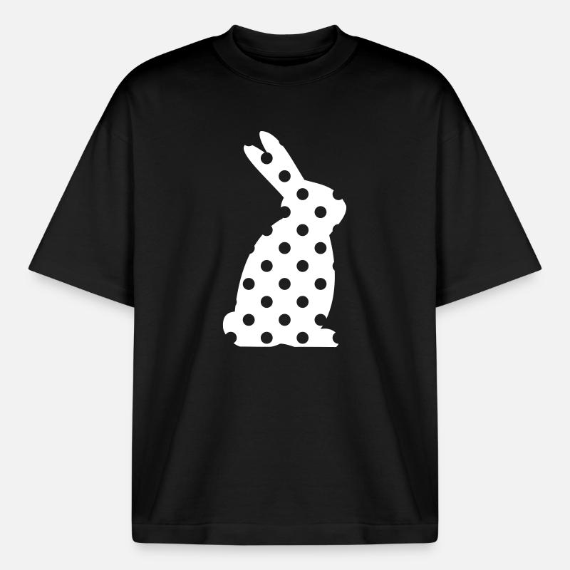 Bunny Dots Easter Gift - Boxy Heavyweight Unisex Organic T-Shirt by Stanley/Stella - black