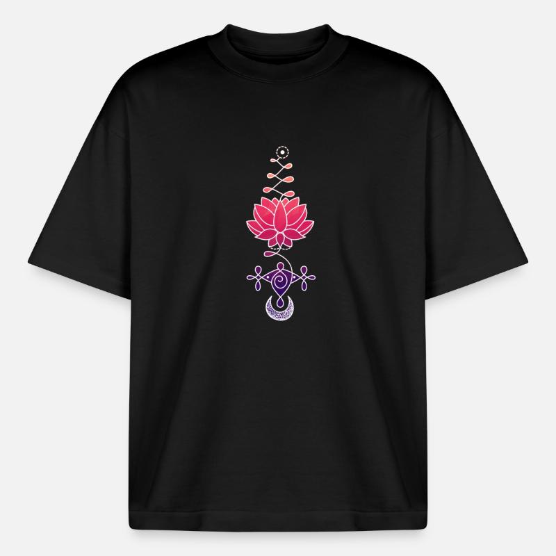 Ätherisches Lotusblütensymbol - Boxy Heavyweight Unisex Organic T-Shirt von Stanley/Stella - Schwarz