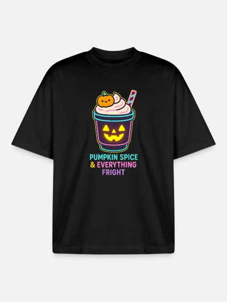 Pumpkin Spice & Everything Fright - Halloween - Boxy Heavyweight Unisex Organic T-Shirt by Stanley/Stella - black