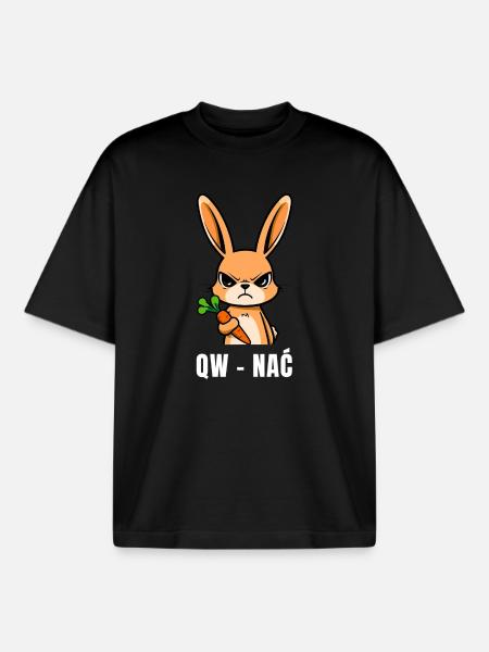 QW NAĆ - Funny Rabbit (pun) - Boxy Heavyweight Unisex Organic T-Shirt by Stanley/Stella - black