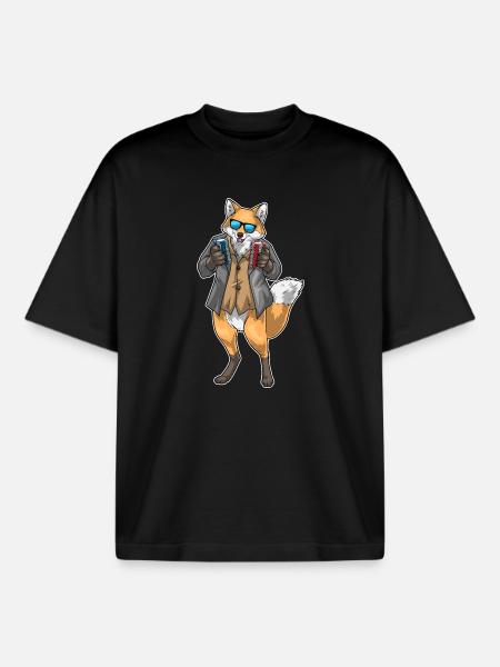 Fox Poker Poker Chips Card Game - Boxy Heavyweight Unisex Organic T-Shirt by Stanley/Stella - black