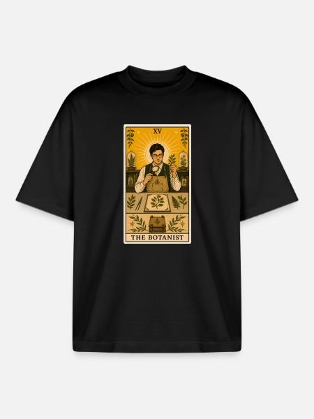 Botanist | Plants Herbarium Tarot - Boxy Heavyweight Unisex Organic T-Shirt by Stanley/Stella - black