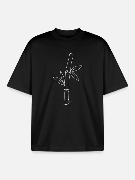Bamboo Silhouette Mono Print - Boxy Heavyweight Unisex Organic T-Shirt by Stanley/Stella - black