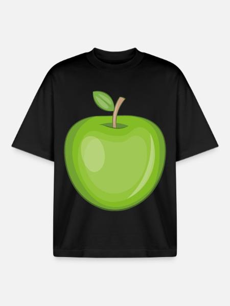 Funny sticker of an apple - Boxy Heavyweight Unisex Organic T-Shirt by Stanley/Stella - black