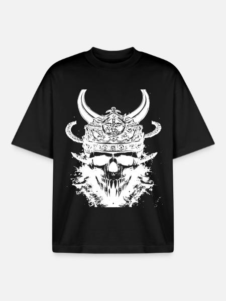 Viking Skull - Boxy Heavyweight Unisex Organic T-Shirt by Stanley/Stella - black
