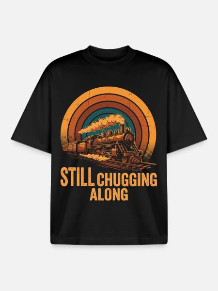Retro-Dampflokomotiv-Railfan - Boxy Heavyweight Unisex Organic T-Shirt von Stanley/Stella - Schwarz